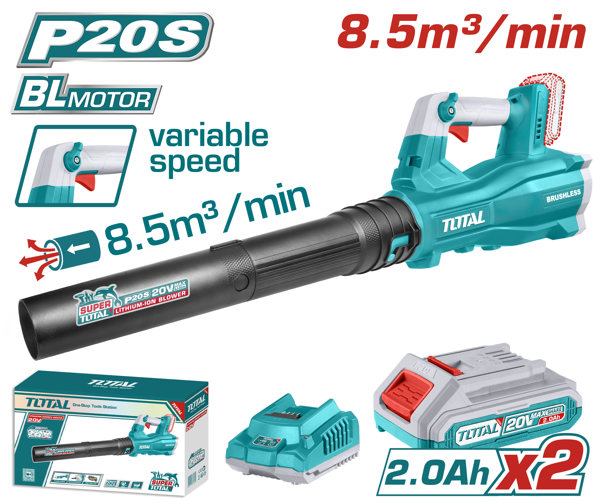 Sopladora Inalámbrica 20v - Doble Batería - Sin Carbones