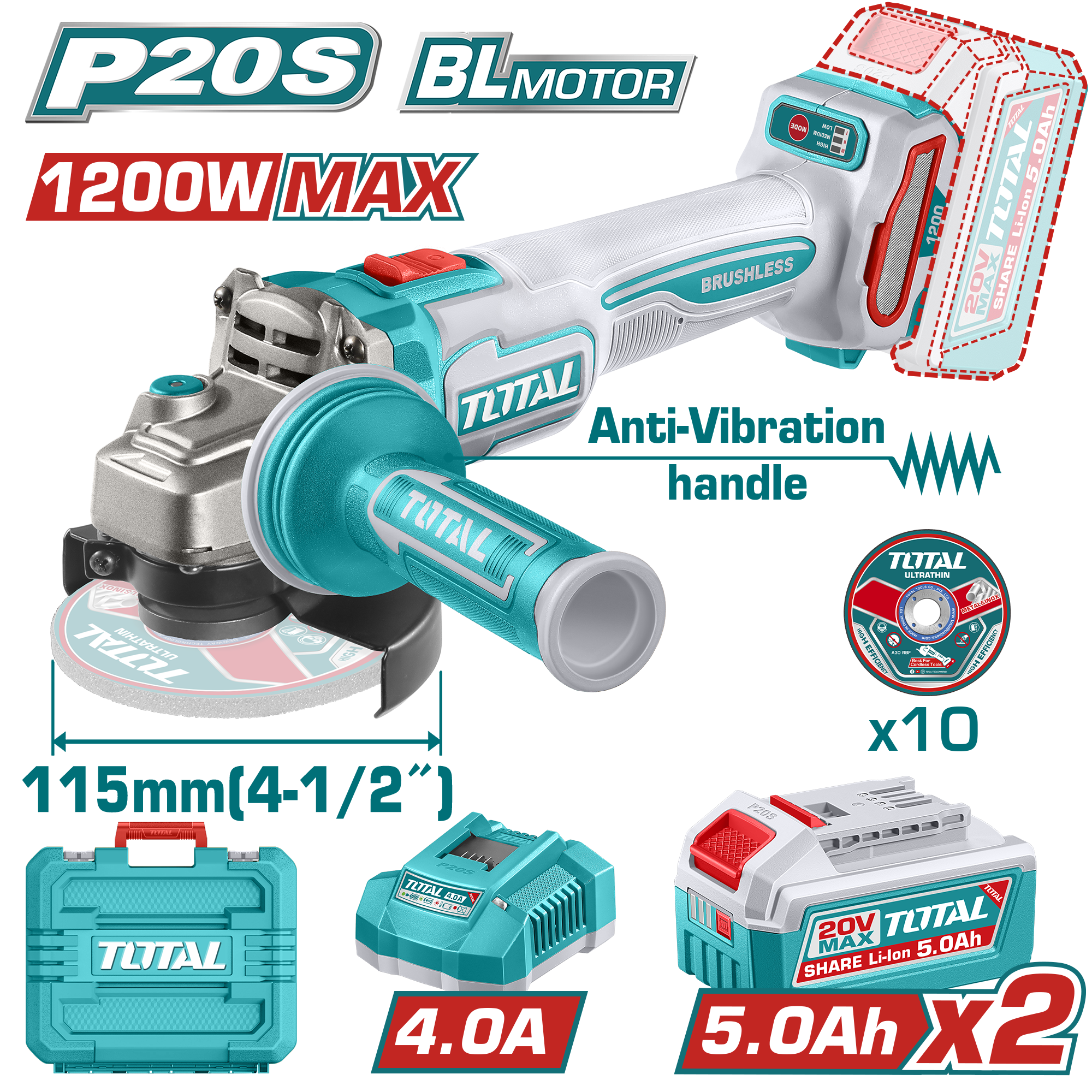 Amoladora Angular 1200W 20V