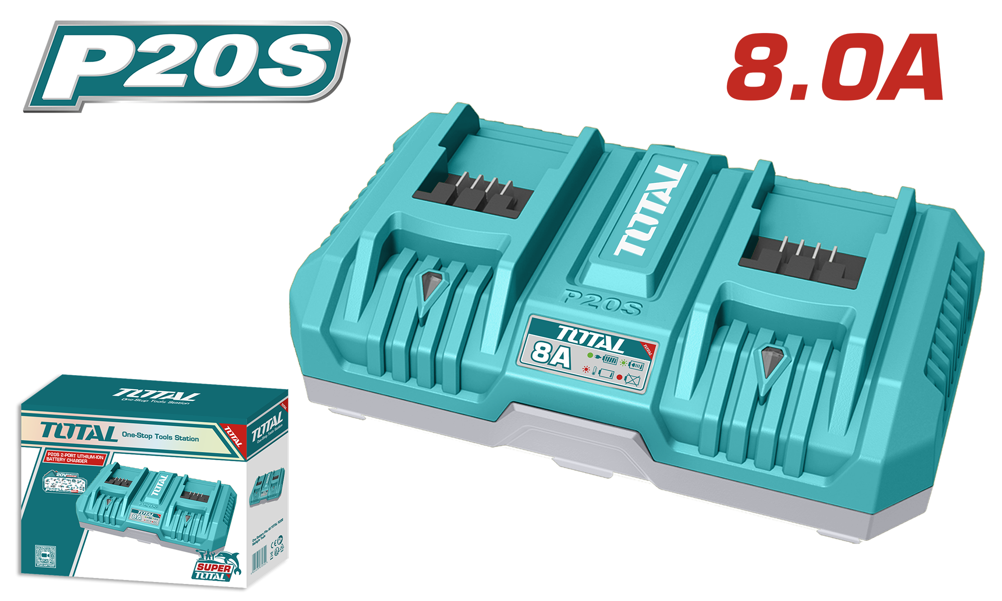 Cargador Rápido Doble 8A Para Baterías Litio Ion 20v