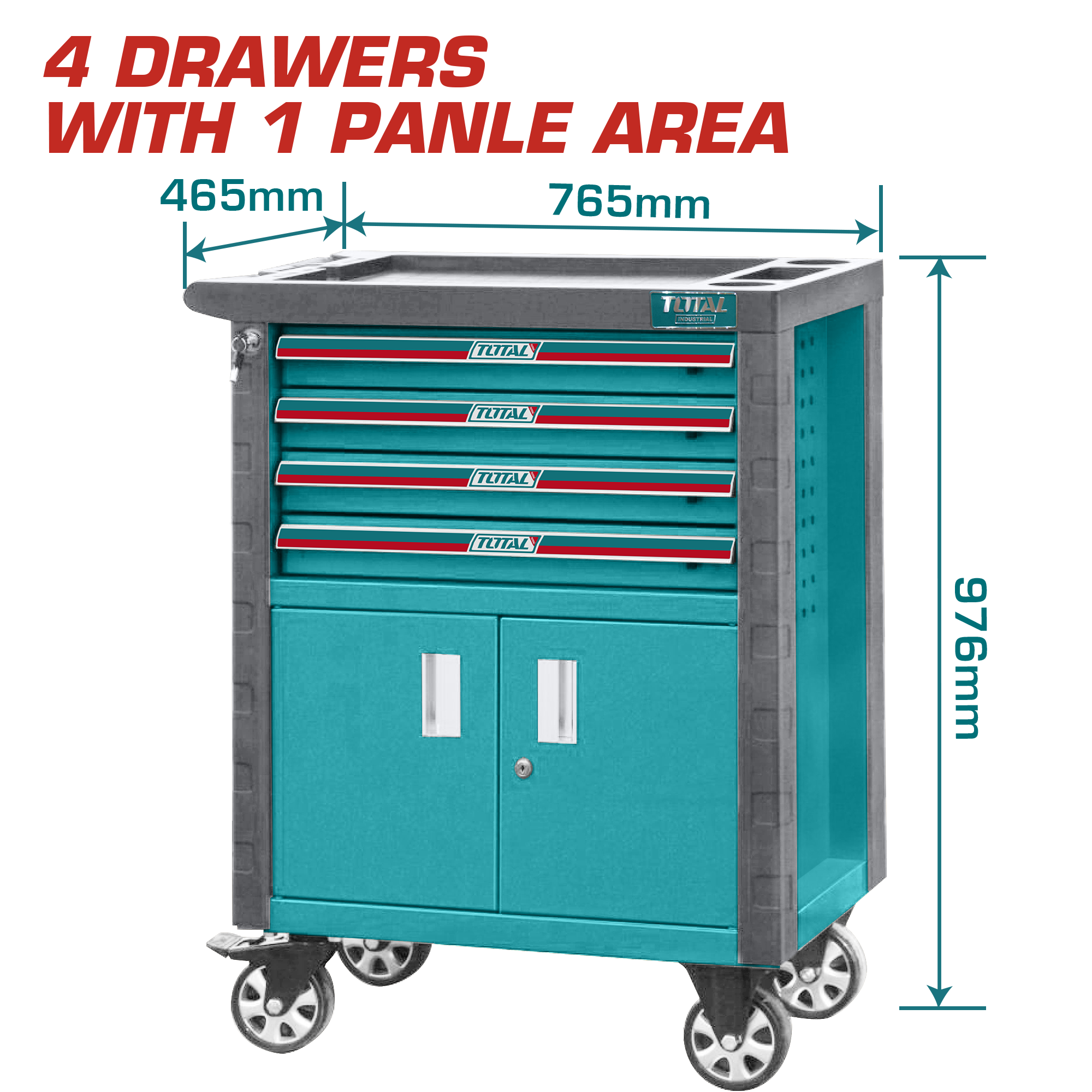 Gabinete Para Herramientas 97CM 4 Cajones Y Puerta Doble