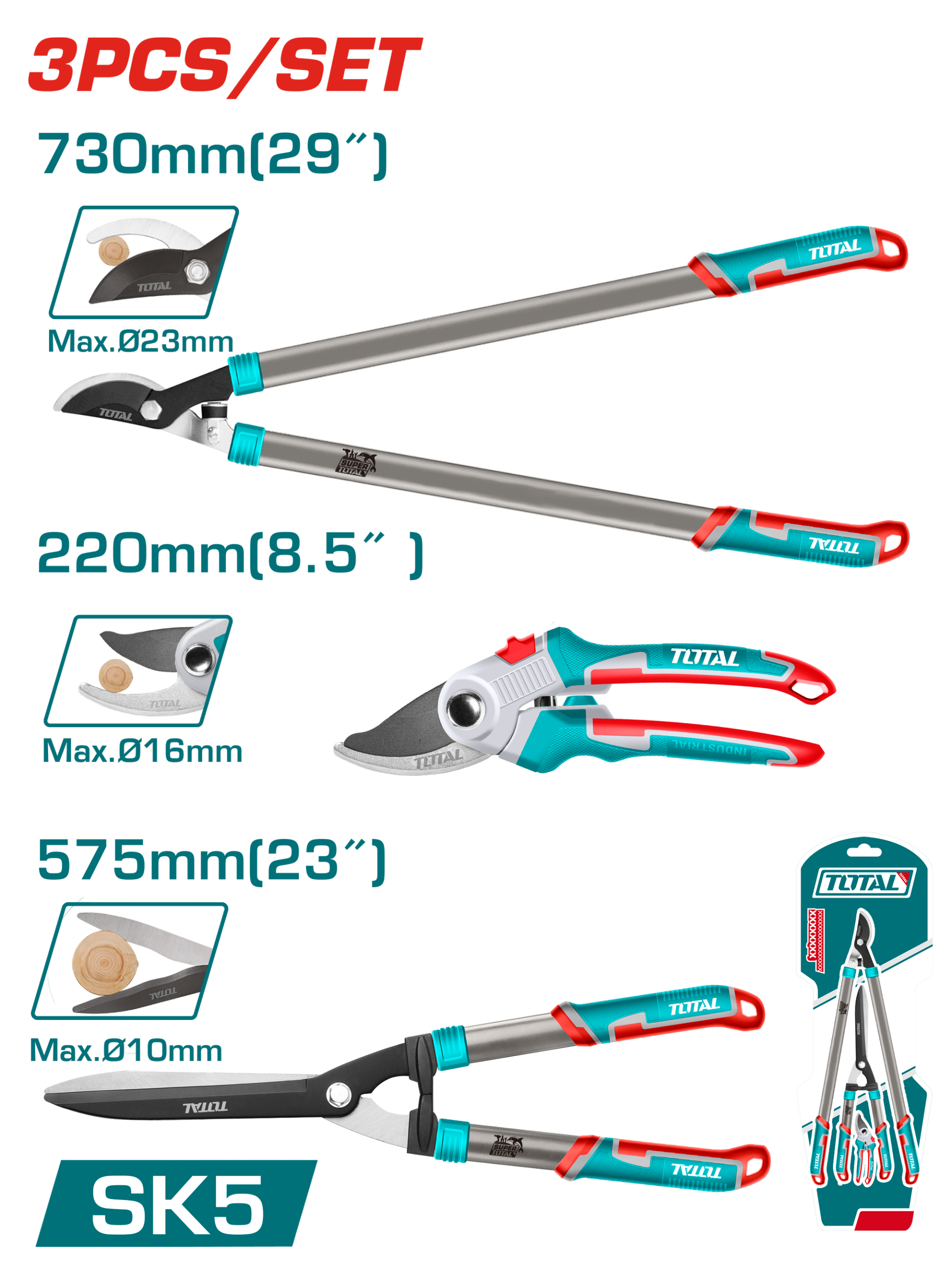 SET DE 3 Tijeras Para Podar