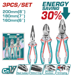 Set De 3 Alicates / Pinzas - Industrial, Alto Torque