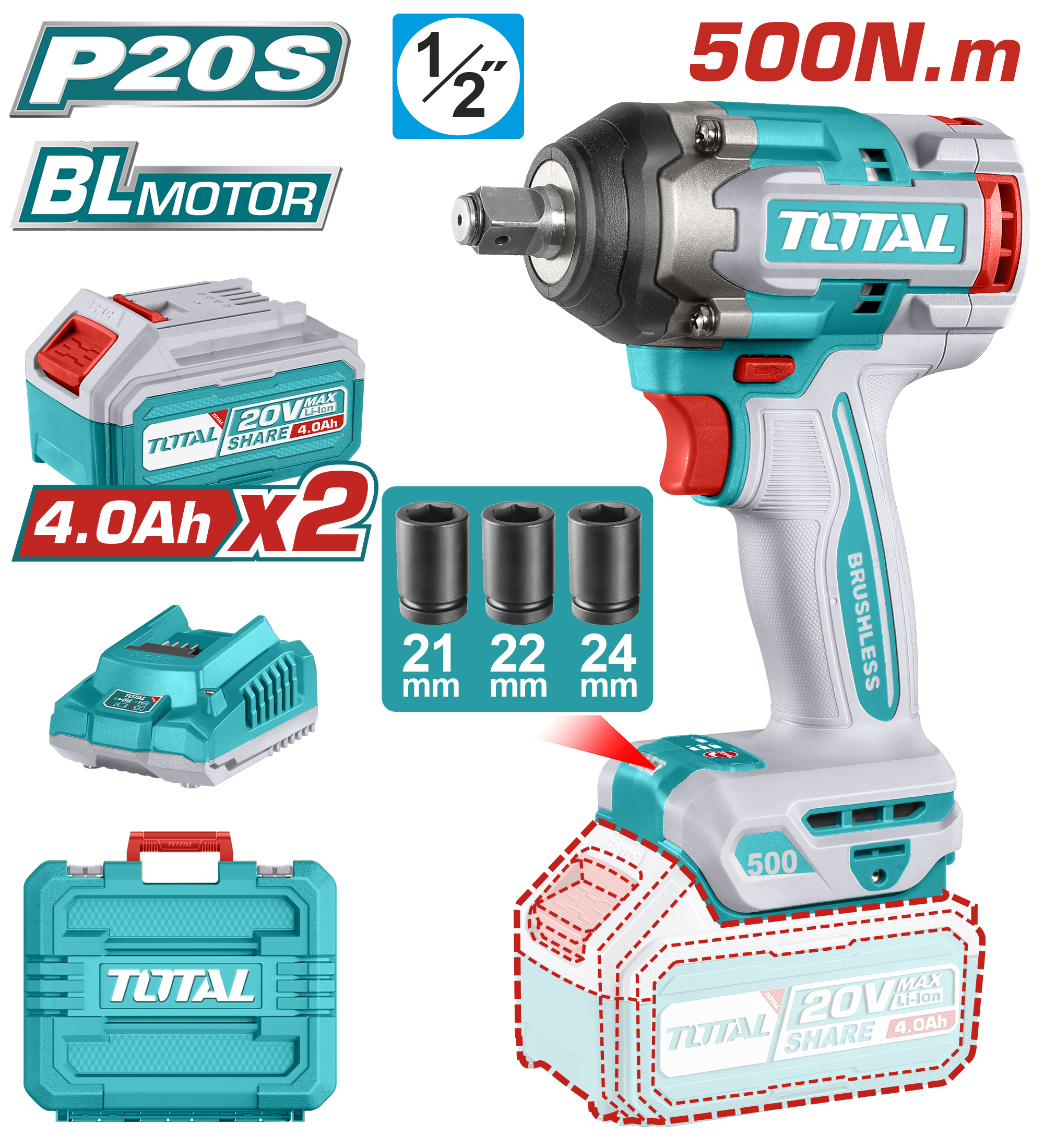 Llave Impacto 20V 1/