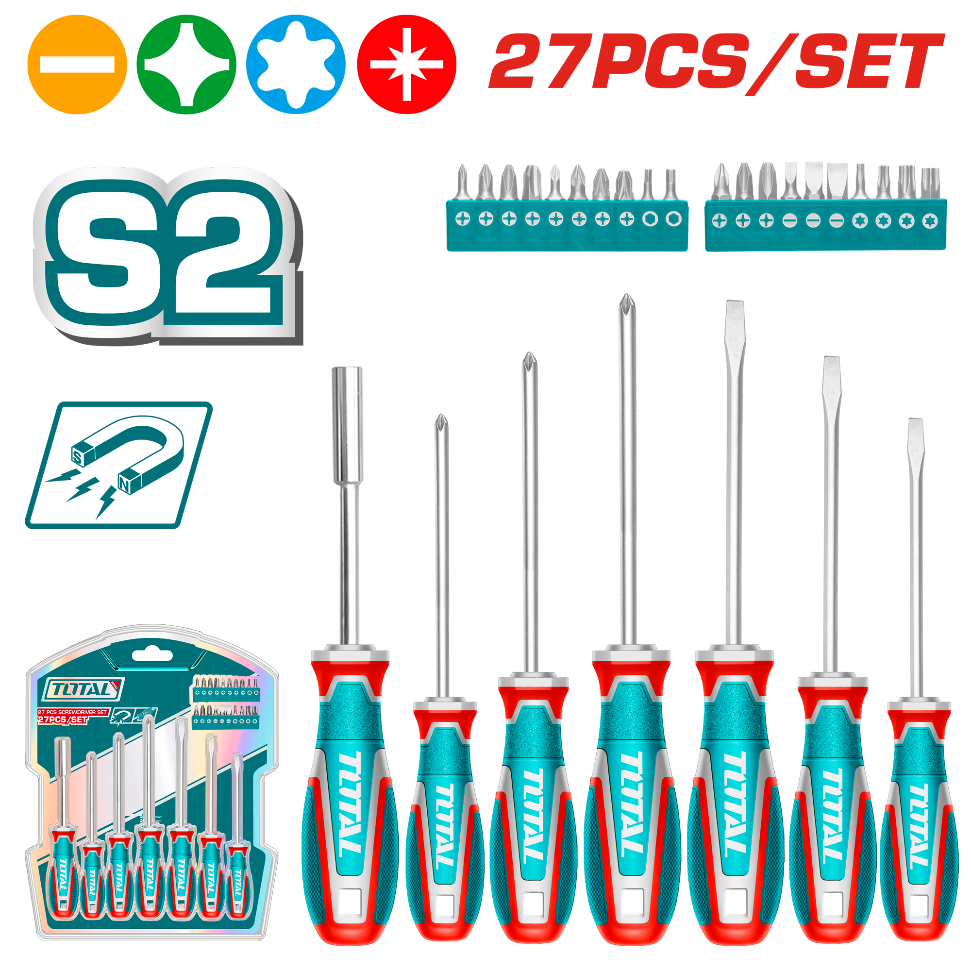 Juego Destornilladores X 6PZS + Destornillador CON Puntas Intercambiales (20 Puntas)
