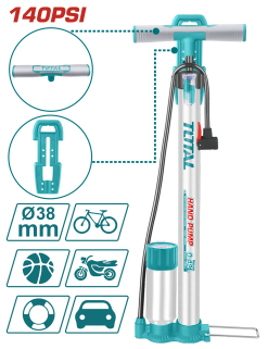Inflador De Mano Con Manómetro 140Psi