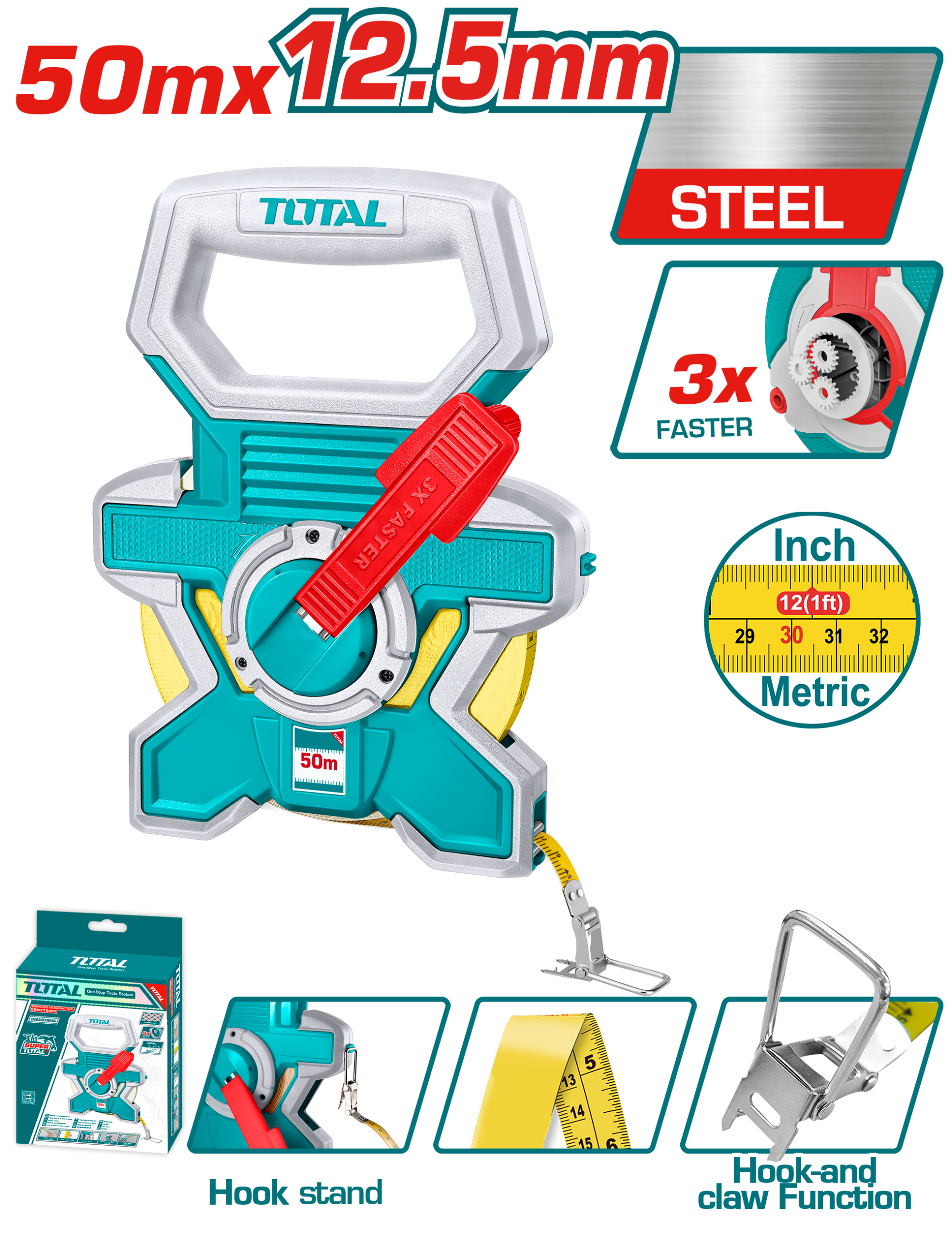 Cinta Metrica Metal 50MX12.5MM