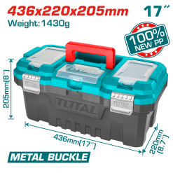 Caja de Herramientas Plastica 17″ (436x220x205mm) C/Hebilla de Metal
