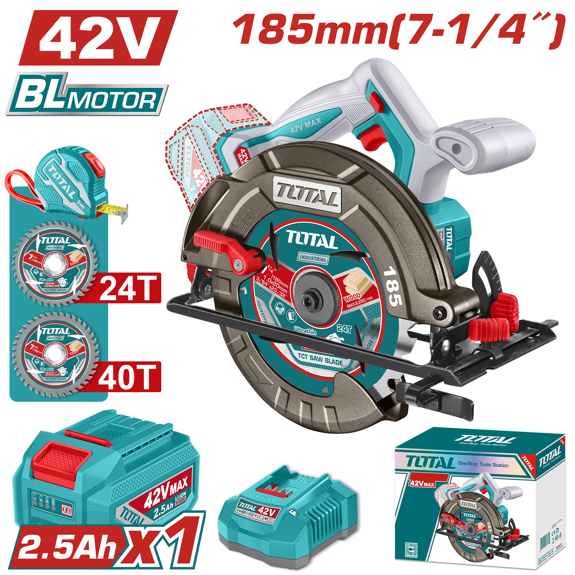 Sierra Circular 42V 4800RPM 185MM