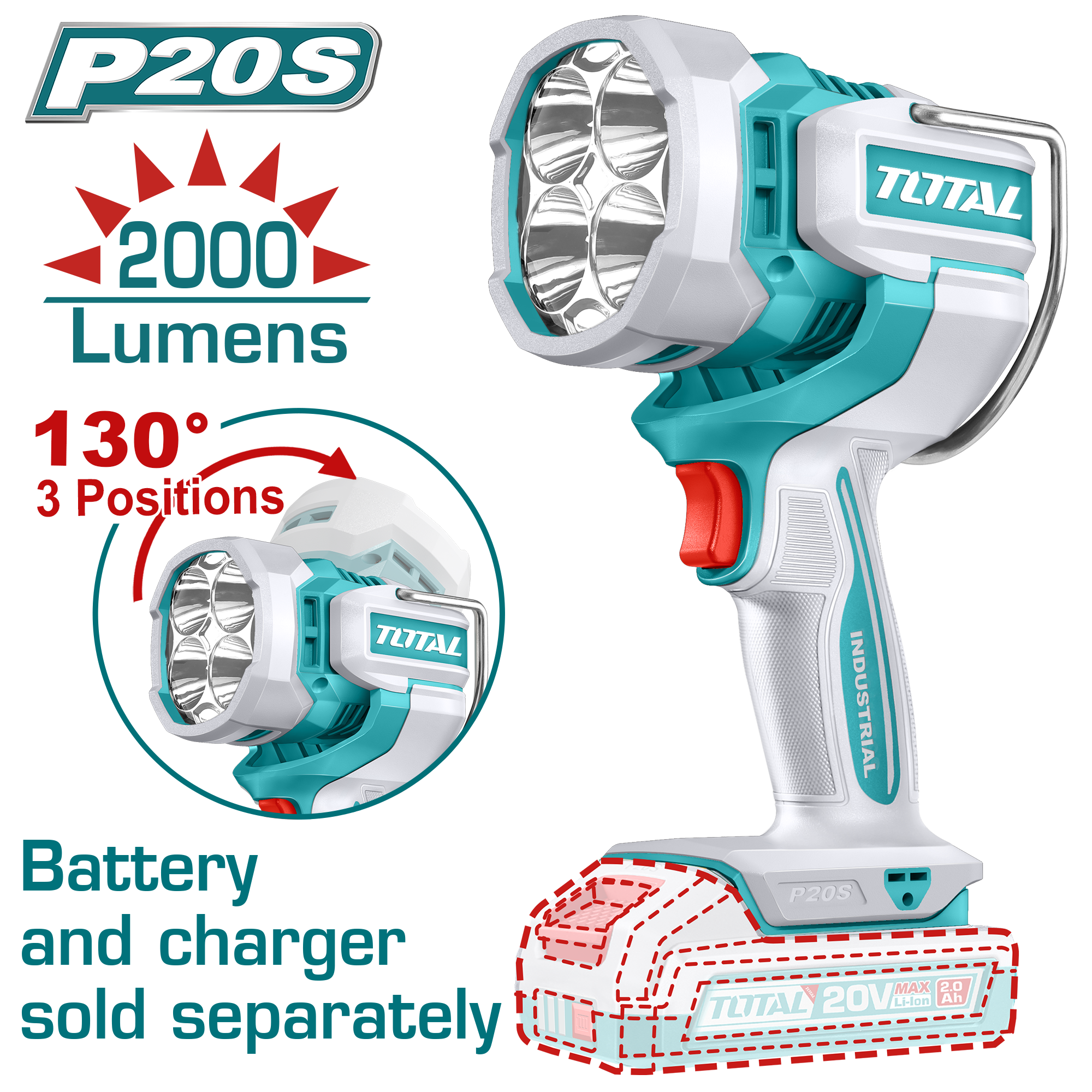 Linterna Inalámbrica LED 2000 Lumenes
