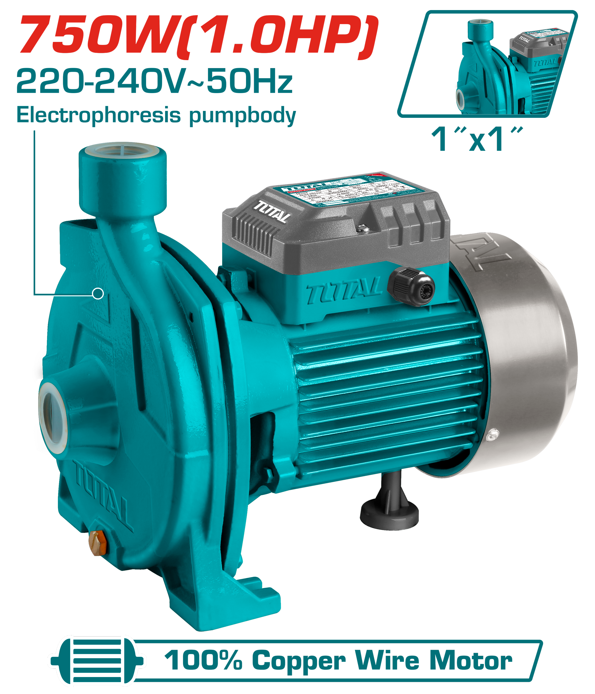 Bomba DE Agua Centrifuga 1.0HP 30M 100L/MIN 1X1