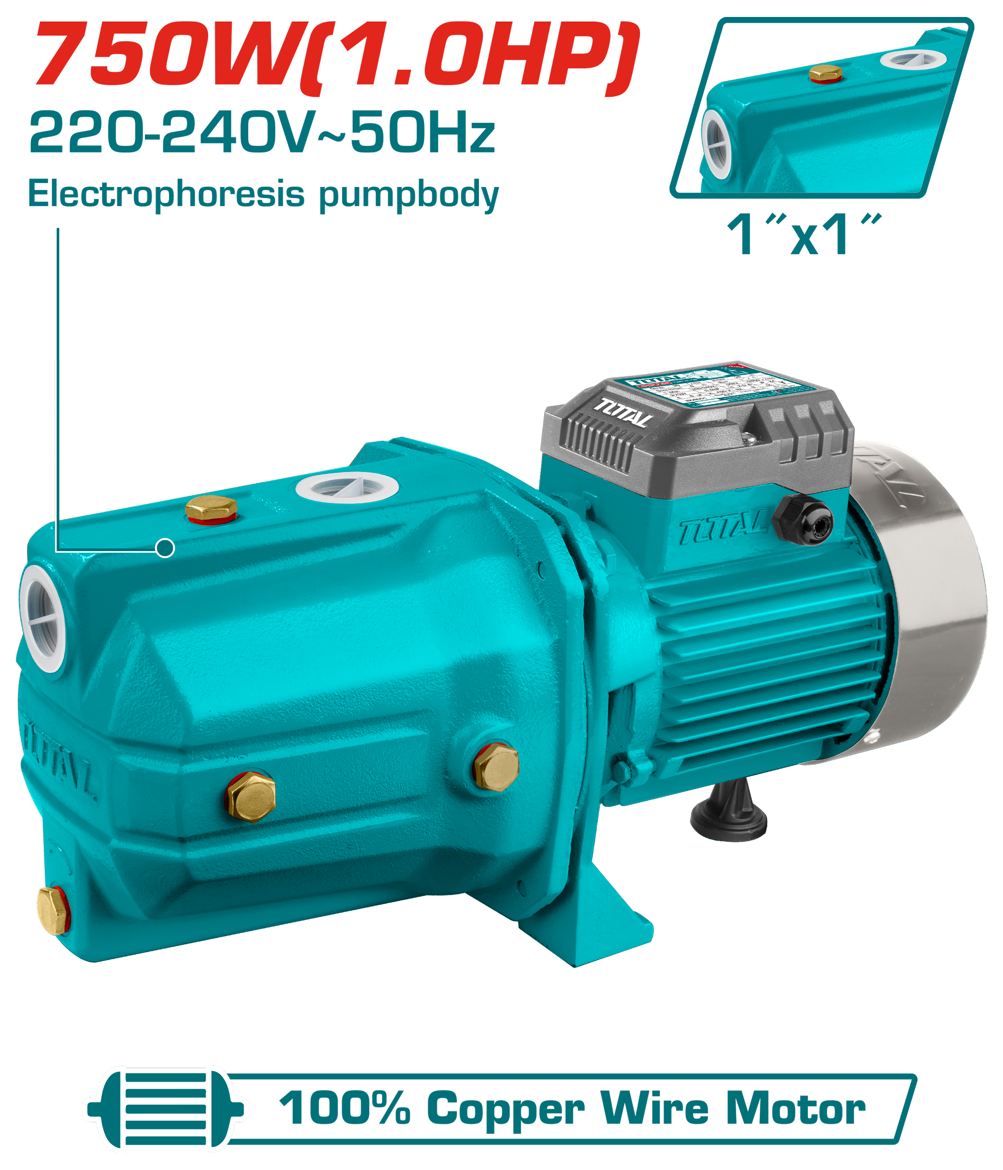 BOMBA DE AGUA AUTOCEBANTE 1.0HP 1X1 55 L/min ALT.51M