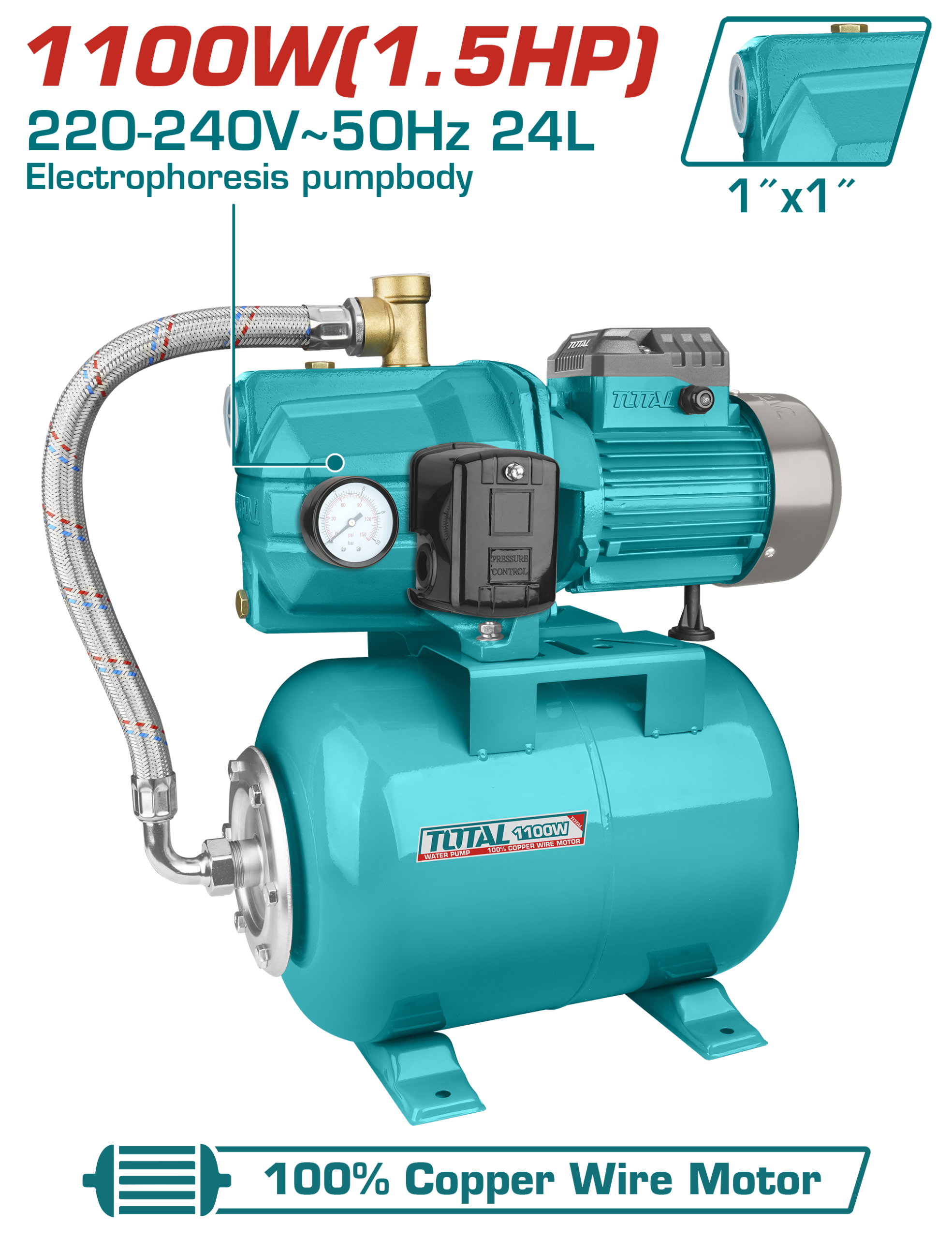 Bomba De Agua Autocebante 1.5hp 1100w Automática