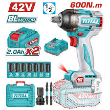 Llave De Impacto Inalámbrica 42v 1/2" 600Nm - 2 Baterías 2.0Ah, Cargador Y Maletín - Sin Carbones